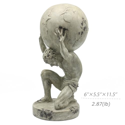 Lukitas Atlas Holding Up World Statue and Sculpture, Resin 11.5'' - Image 3