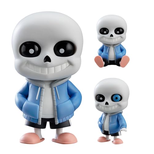Qixiaan Sans Action Figure Anime Sans Statua con Giunti Mobili Teste Intercambiabili 10CM Mini Cartonn Personaggio PVC Modello con Accessori
