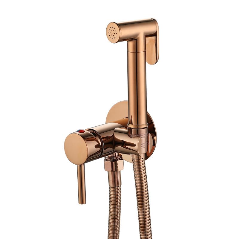 Duchas Higienicas Para Wc Grifo Wc Higienico Agua Fria Y Caliente Manguera Bidet Manija Única Todo Cobre oro Rosa redondo