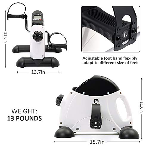 DECELI-Under-Desk-Bike-Pedal-Exerciser-Portable-Mini-Exercise-Bike-for-ArmLeg-Exercise-Mini-Exercise-Peddler-with-LCD-DisplayWhite