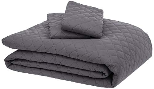 AmazonBasics Oversized Quilt Coverlet Bed Set - King, Dark Grey Diamond