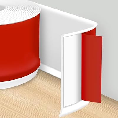 ToLanbbt 26.3 FT Baseboard Trim Molding Wall Base Cove Flexible Vinyl Self-Adhesive Base Trim, 4 in Peel and Stick Avoid Dust Rubber Baseboard Trim for Bedroom Garage Office School Cover Walls, White