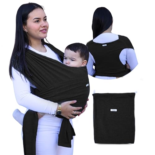 Fular Portabebé Elástico Unisex con Anillas - Porta Bebé Recién Nacido | Fácil de Usar y Seguro | Porteo Bebé Ergonómico y Transpirable - Hasta 20 kg | Bolsa de Transporte y Caja de Regalo Incluidas