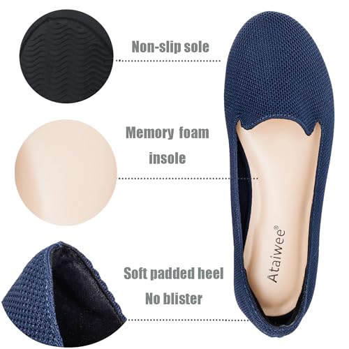 Image of Ataiwee Women's Wide Width Flat Shoes - Casual Round Toe Breathable Plus Size Comfortable Non-Slip Loafers.