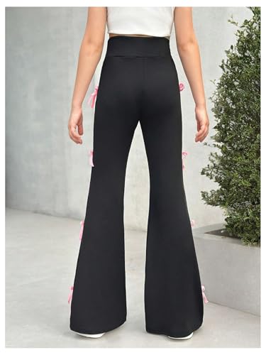 Verdusa Girl's Bow Striped Bell Bottom Flare Pants Sport Workout Track Pants2