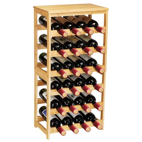 Wine Rack 24-Bottle Freestanding 6-Tier Bamboo Display