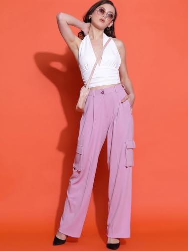 Image of KOTTY Women's High Rise Relaxed || Straight || Joggers Fit Cargo's for Pants || Trousers