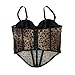 VEENDEO Women's Vintage Strap Party Leopard Print Bustier Corset Top Crop Top Bra Club Party Vest with Detachable Straps