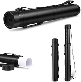 Crystals Adjustable Telescopic Artist Drawing Tube, Compact Teletube Storage for Artworks, Drawing, Flip Chart, Arrow Tubes with a Carry Strap (Extendable from 77-135 cm) - Black
