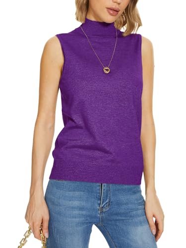 Image of INKOFF Sleeveless Mock Neck Turtleneck Knit Tops Women Dressy Casual Sweater Vest Business Work Tank
