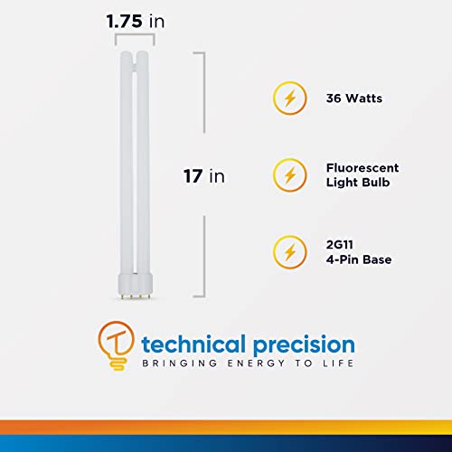 17 Inch Fluorescent Tube Light Bulb Replacement for Philips Pl-l36w/841/4p by Technical Precision - 36W T4 Fluorescent Lamp - 2G11 4-Pin Base - 4100K Cool White - 1 Pack