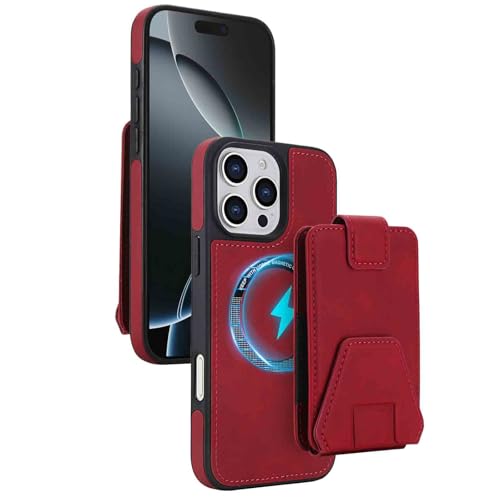 Cuir magnétique 2 en 1 amovible pour étui portefeuille iPhone 17 Pro Max rouge