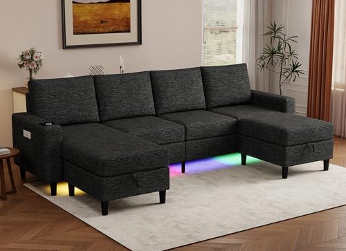 Yzyuankeji Smart Sectional Couches for Living Room, 6 Seat U/L