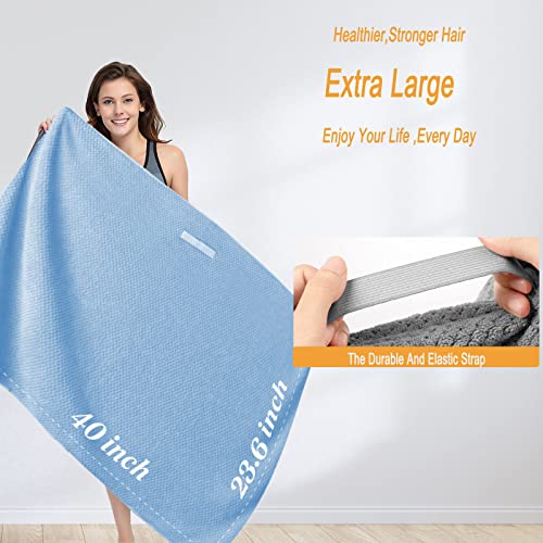 Microfiber Hair Towel, Super Absorbent, Large Anti Frizz Hair Drying Towel With Elastic Strap, Fast Drying Hair Turbans For Wet Hair, Long, Thick, Curly Hair, Super Soft Hair Wrap Towels Purple #TOP1