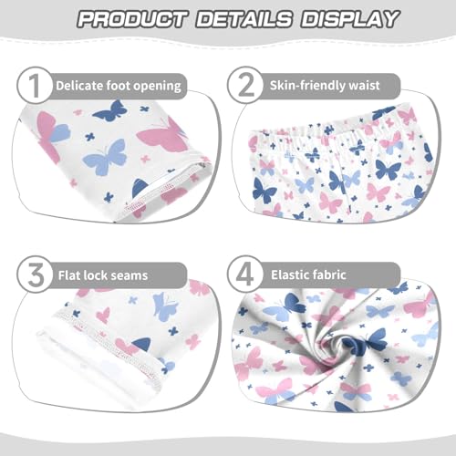 senya Girls Printed Leggings Yoga Pants Blue Pink and White Butterflies for Kids in 4t to 10 Years, 4T3