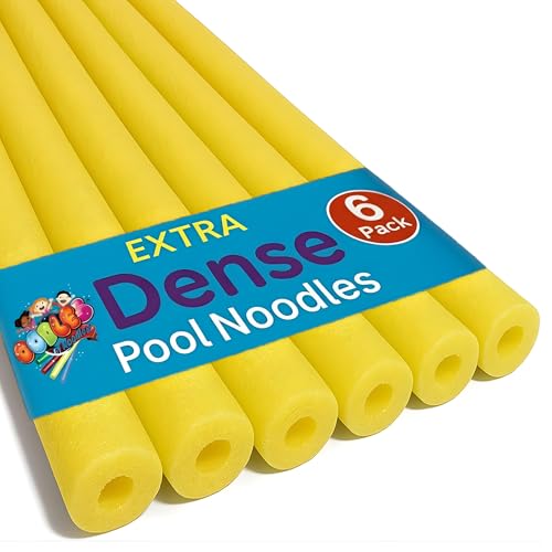 Oodles of Noodles Deluxe Foam Pool Noodles - Pack of 6 - approx. 48 inch x 2.5 inch Hollow Core Foam Tube | Extra Dense, Durable, Buoyant Swim Noodles for Pool, Beach, Crafts, DIY Projects, Insulation