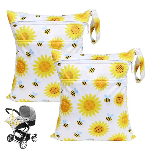 2 Piezas Grande Bolsa Impermeable Bebe,Reutilizable Bolsa Pañales,Con Cremallera Bolsa Pañales Bebe,Portátil Bolsas Pañales,Bolsa Impermeable Bañador Mojado,Adecuado Para Bebés y Adultos (36×30cm)