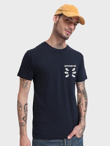 Image of Bewakoof Men's Kokushibo Graphic Print Cotton T-Shirt- Regular Fit, Round Neck, Half Sleeves 582457 Blue XL