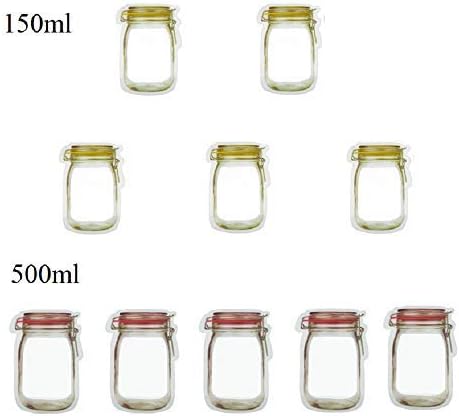 Pack of 10 Bottle-Shape PE Food Storage Bags Reusable Re-Zip Seal Food Preservation Bags (5S +5L)