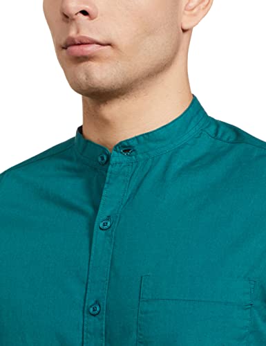 Image of Amazon Brand - Symbol Men's Solid Cotton Shirt | Chinese Collar | Casual | Plain | Full Sleeve | Summer-Regular Fit (Available in Plus Sizes)