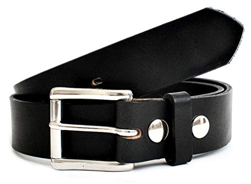 Working Man's Belt - Full Grain Leather, Solid Brass Hardware, Black And Brown #TOP1