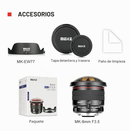 Miniatura 7 de Meike 8mm F3.5 Rectángulo Meke Ultra Gran Angular Enfoque Manual Objetivo Ojo De Pez Para Nikon F Dx Soporte Aps-C Dslr Cámaras