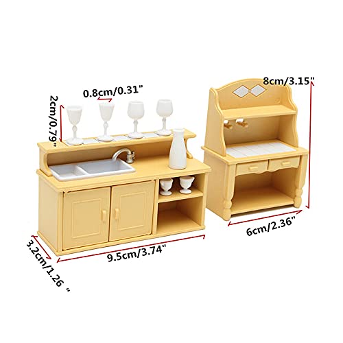 Acxico 2Pcs Plastic Kitchen Cabinet Miniature Furniture Room Item Set Mini Accessory - Thumbnail 4