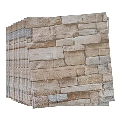 10pcs 3D Tile Brick Wall Sticker Carta da parati autoadesiva in schiuma impermeabile pannello,Adesivi murali in mattoni 3D, Carta da parati rimovibile in schiuma di polietilene autoadesiva