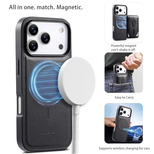 Coque iPhone 17 Pro Max en silicone de qualité supérieure style rétro noir magnétique - 7