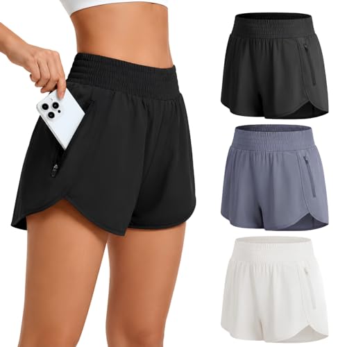 Ultra Performance Womens Running Shorts 3 Pack Womens High Waisted Athletic Workout Shorts Gym Short for Women with Pockets