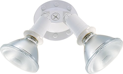 Image of Satco SF76 /522 Two Light Outdoor Heavy Duty Cast Aluminum Durable Weather Proof Security Flood Light, White