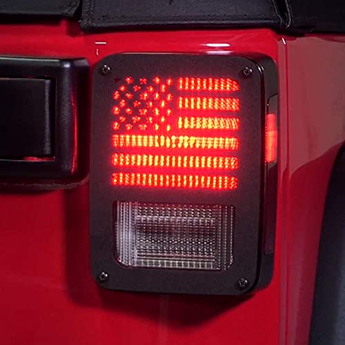 Tail Light Cover Compatible with Jeep Wrangler JK/JKU 2007-2018, Taillight Cover Guard with US Flag Pattern Decorative Protector Exterior