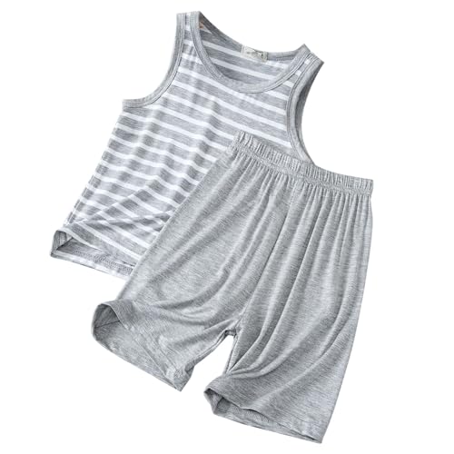 Generisch Ropa de salón de dos piezas para niños, ropa de salón sin mangas ligera con aire acondicionado, gris, 18-24 meses