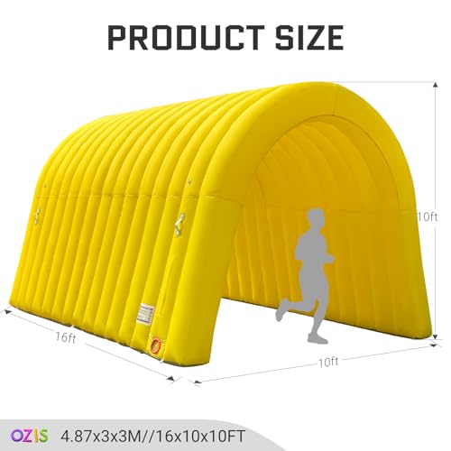 Image of OZIS 16FT Inflatable Tunnel Sports Entrance with Installed Blower Inflatable Tunnel Tent for Business Advertising Event Exhibition Promotion,Street,Shop,Supermarket,School(Yellow, 16x10x10Ft)