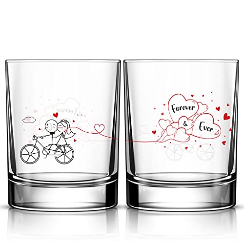 BoldLoft Forever & Ever Wedding Glasses for Couples-Wedding Gifts Engagement Gifts His and Hers Gifts for Bridal Shower Wedding Registry Bride and Groom Gifts