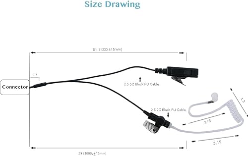 Miniatura 5 de Kit PTT de micrófono de vigilancia de tubo acústico encubierto de 2 cables para Motorola XPR3500e XPR3000 XPR3300 XPR3300e XPR3500 Radio