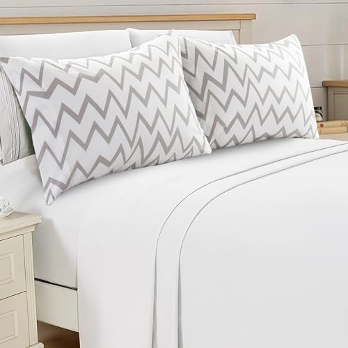 Image of Elegant Comfort Luxury Ultra-Soft 2-Piece Pillowcase Set - 1500 Premium Hotel Quality Microfiber Double Brushed - Wrinkle Resistant, King Size, Chevron Pattern Gray