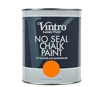 Vintro | No Seal Chalk Paint | Orange | Interior & Exterior Use | Furniture | Walls | Wood | Metal | 1 Litre (Pumpkin)