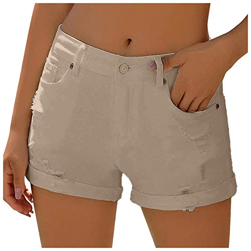 Short Women Jeans 2022 Women Summer Casual Distressed Denim Shorts High Waist Zipper Hot Pant Retro Straight Jean Shorts Khaki Jeans For Women #TOP29
