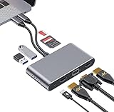 Transferencia de datos de alta velocidad: el puerto USB 3.0 de este adaptador USB-C soporta velocidades de transferencia de hasta 5 Gbps, se conecta a tu smartphone, tableta y disco duro para una transferencia de datos sin esfuerzo. Los puertos USB 2.0 con velocidad de transmisión de 480 Mbps permiten una conexión más estable con el teclado y el ratón. Ranuras SD y TF incorporadas para un fácil acceso a los archivos de tarjetas de memoria SD y micro SD universales.