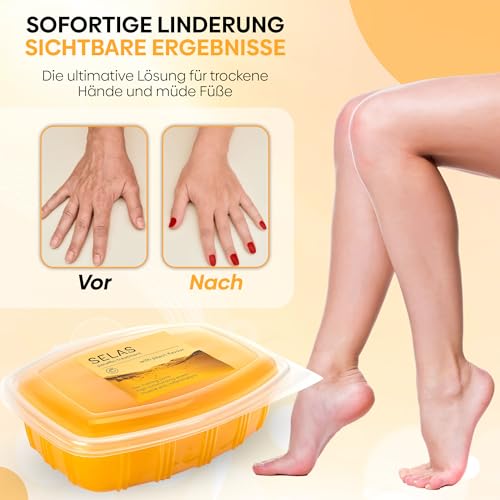 Paraffinwachs Pfirsich Duft 1.300ml (980g) Selas Paraffinbad für therapeutische und ästhetische Behandlungen von Händen und Füßen. Paraffintherapie, feuchtigkeitsspendend.