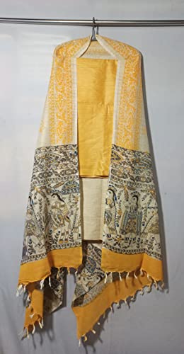 Image of ZERATEX Cotton Silk Hand Crafted Unstitched Suit Set for Women with Dupatta | Cotton Silk Salwar Suit Dress Material for Women & Girls | Top - 2.5 M, Bottom - 2.50 M & Dupatta - 2.5 M