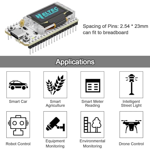 MakerFocus 2pcs ESP32 LoRa V3 Development Board with 915 MHz Antenna Integrated WiFi Bluetooth SX1262 CP2102 0.96-inch OLED Display Type C Interface for Meshtastic IoT Arduino Intelligent Scenes - Image 5