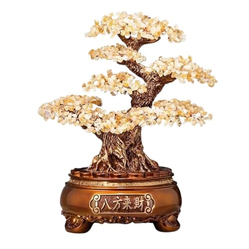 Borddekoration Ädelstensträd Feng Shui Bonsai Bra, Lycka Reikikristaller Balanserande prydnad, Skulptur Rikedom Välstånd Bordsrumsinredning Tur(Beige)