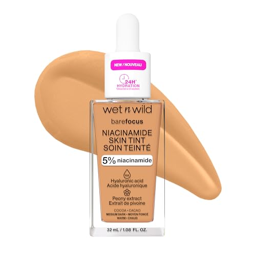 Image of wet n wild Bare Focus Skin Tint, 5% Niacinamide Enriched, Buildable Sheer Lightweight Coverage, Natural Radiant Finish, Hyaluronic & Vitamin Hydration Boost, Cruelty-Free & Vegan - Cocoa