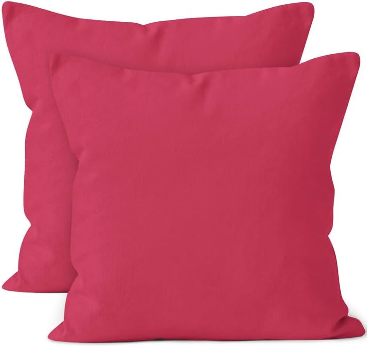 Encasa Cotton Throw Pillow Covers Set of 2 I 16x16 in (40x40 cm) - Grey I No Insert I Plain Square Pillowcases I Machine Washable | Indoor Use Only