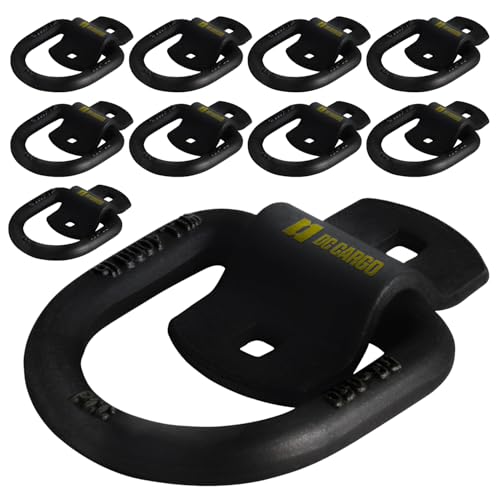 DC Cargo Steel D-Ring Tie-Down Anchors 1/2" (10 Pack) 12,000 lbs Heavy Duty Trailer Tie Downs, Bolt-on D Rings Heavy Duty Hooks, Trailer Accessories Secure Cargo in Trucks, Vans, Boats, Trailers