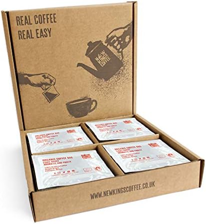 New Kings Coffee Bags - Fresh Ground Coffee Bags - Fairtrade Light Roast - Ethiopia - great for home | office | camping | travelling | hotels