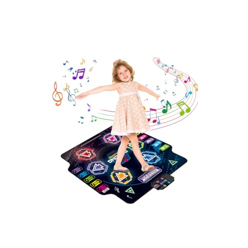 UEXEDO Alfombra De Baile,Alfombra Baile Niña,Alfombra Musical Led con 3 4 5 6 7 8 9 Años,5 Modos,6 Flechas Luminosas y Bluetooth,Indicador Luminoso Doble,Uso En Interior/Exterior (Negro)