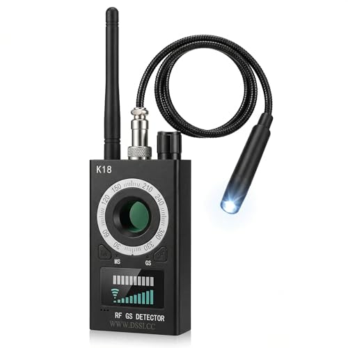 Spy Spot Hidden Camera Detector, Spy Camera Finder, RF Bug Detector, Magnetic Field Detector, Listening Device Detector - Privacy Protection Tool for Home, Office, Hotel, and Travel Security, Black